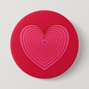 Rose red heart on a deeper red background 7.5 cm round badge