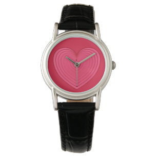Rose red heart on a deeper red background watch
