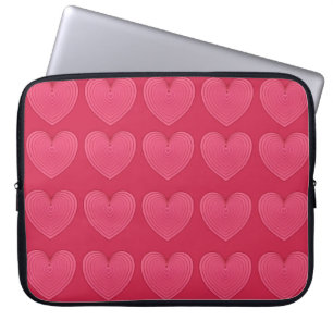 Rose red hearts on a deeper red background laptop sleeve