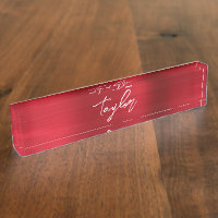 Rose Red Ombre Foil Modern Brush Script