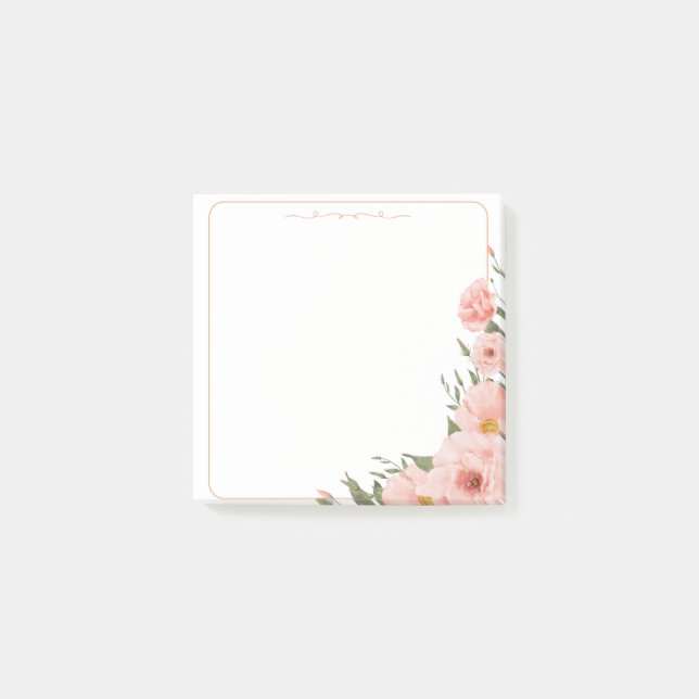 Rose Reverie– Blush Floral Post-it Notes (Front)
