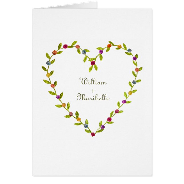 Rose Ribbon Heart Anniversary Card (Front)