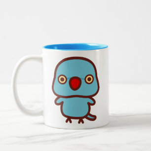 Rose-ringed parakeet / Blue female Two-Tone Coffee Mug