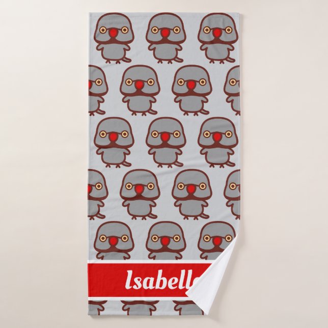Rose-ringed parakeet / Grey male Bath Towel (Bath Towel)