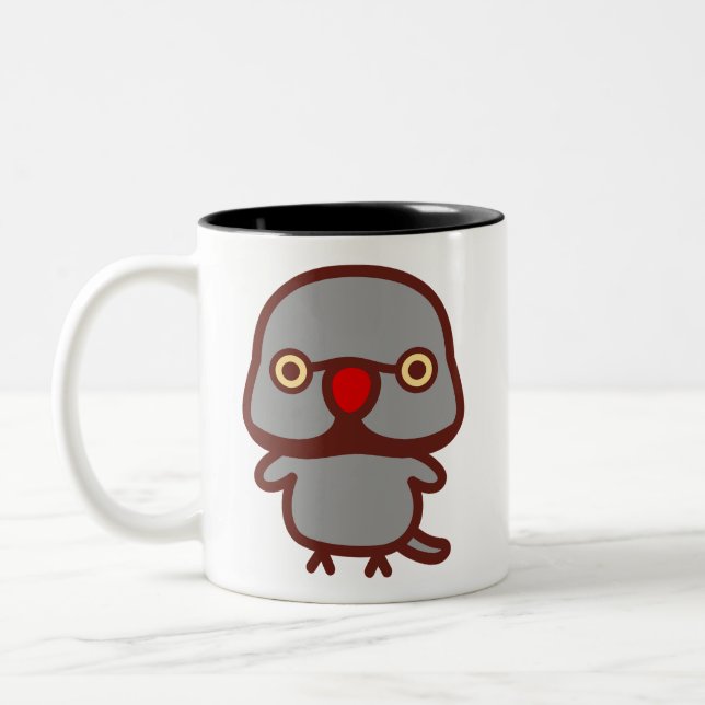 Rose-ringed parakeet / Grey male Two-Tone Coffee Mug (Left)