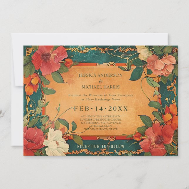 🌹 Rose Romance: Art Nouveau Splendour Invitation (Front)