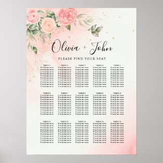 Rose Romantic Watercolor Wedding Pink Floral Poster