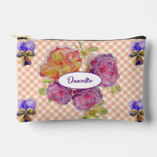 Rose Roses Flower floral Shabby Watercolor Girls Accessory Pouch
