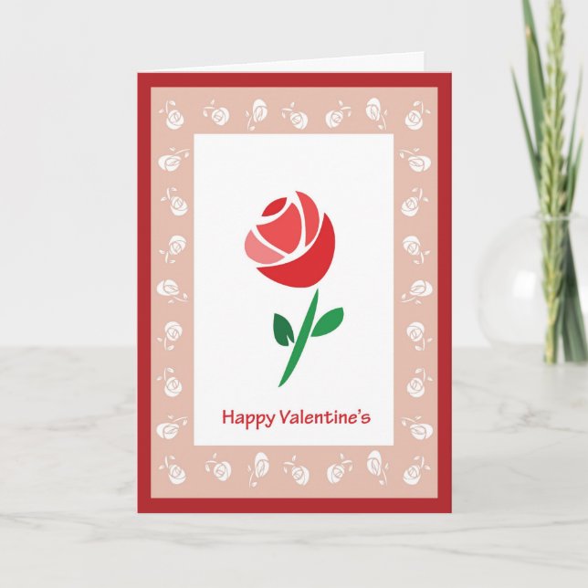 Rose Round  Valentine Holiday Card (Front)