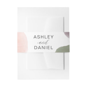 Rose Sage & Grape Watercolor Circle Modern Wedding Invitation Belly Band