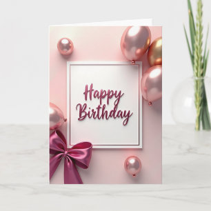 Rose Script Birthday Card