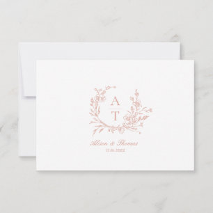Rose Script Wildflower Monogram Crest Details Invitation