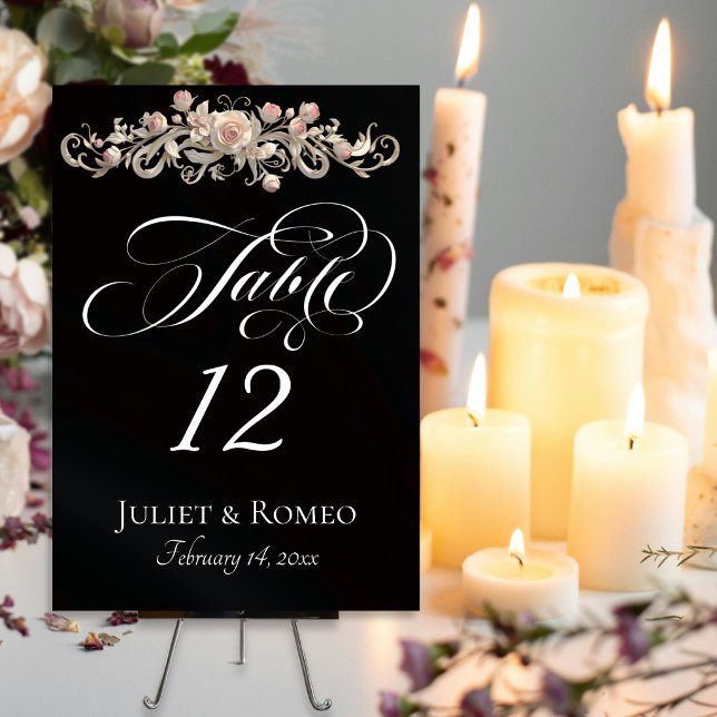 Rose Scroll - Black Table Number (Creator Uploaded)