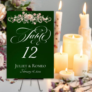 Rose Scroll - Emerald Table Number