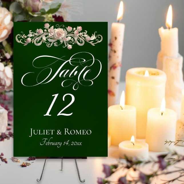 Rose Scroll - Emerald Table Number (Creator Uploaded)