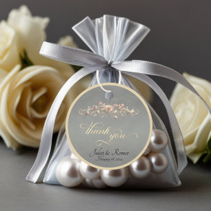 Rose Scroll & Monogram - Circle Sage Favour Tags