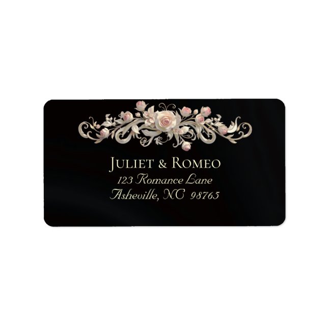 Rose Scroll Return Address - Black Label (Front)