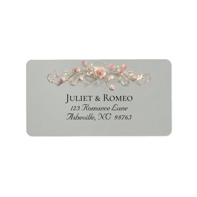 Rose Scroll Return Address - Sage Label (Front)
