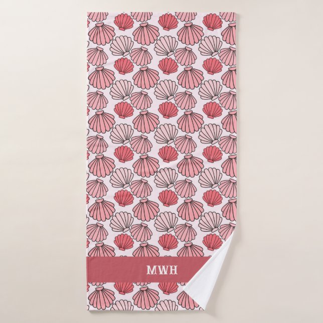 Rose Seashell Pattern Bath Towel Set (Bath Towel)