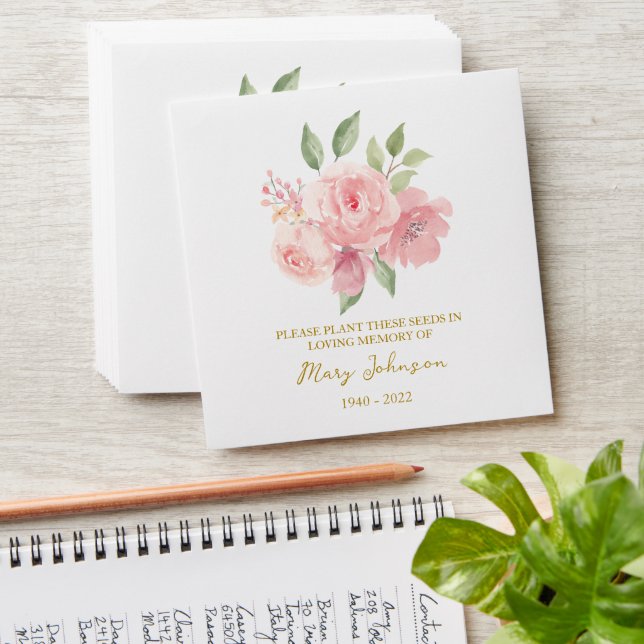 Rose Seed Packet Memorial Funeral Envelope (Stacked)