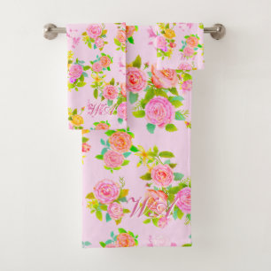 Rose Shabby Vintage Pink Bath Towel Set