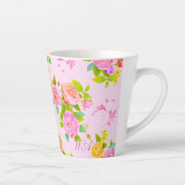 Rose Shabby Vintage Pink Latte Mug (Right)
