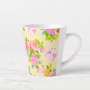 Rose Shabby Vintage Yellow Latte Mug