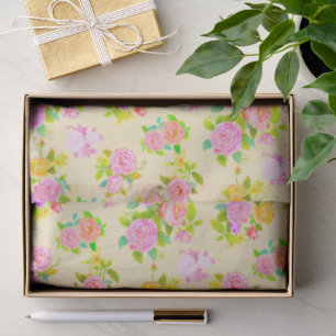 Rose Shabby Vintage Yellow Tissue Paper