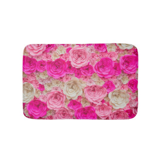 Rose shades: pink, white blend. bath mat