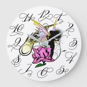 Rose Shadow Fairy Large Clock