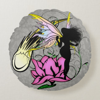 Rose Shadow Fairy Round Cushion