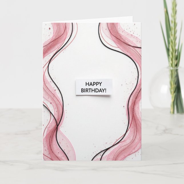 Rose Shimmer Birthday Card (Front)