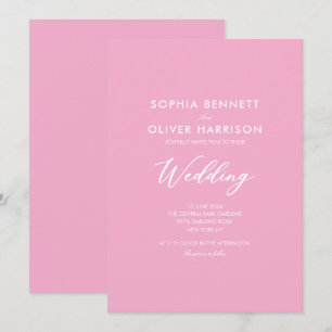 rose SIMPLE modern elegant WEDDING INVITE
