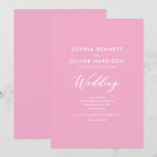 rose SIMPLE modern elegant WEDDING INVITE
