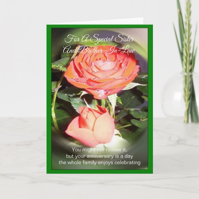 Rose Sister And Husband Personalised Anniversary Card (Front)