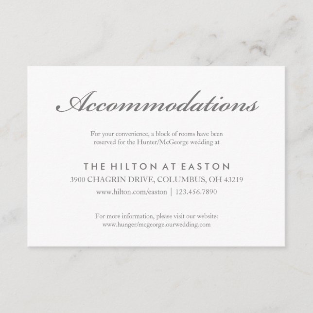 Rose Sketch Accommodation Card in Pink (Front)