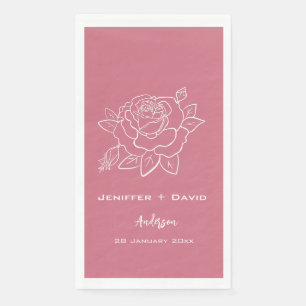Rose Sketch Personalised Wedding/ Bridal Shower Napkin