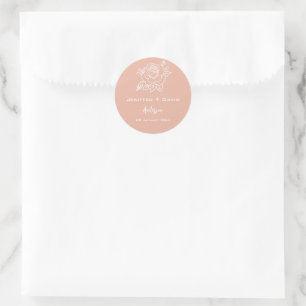 Rose Sketch Personalised Wedding Classic Round Sticker