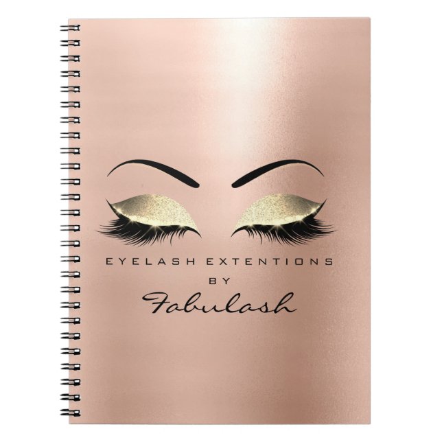 Rose Skin Gold Glitter Eyes Makeup Beauty Luxury Spiral Notebook (Front)