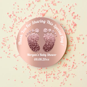 Rose Skinny Feet Baby Shower Favour Thank You Classic Round Sticker