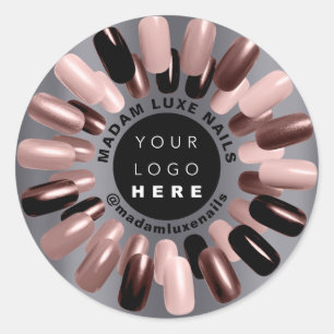 Rose Skinny Nails Stylist Grey Studio Custom Logo Classic Round Sticker