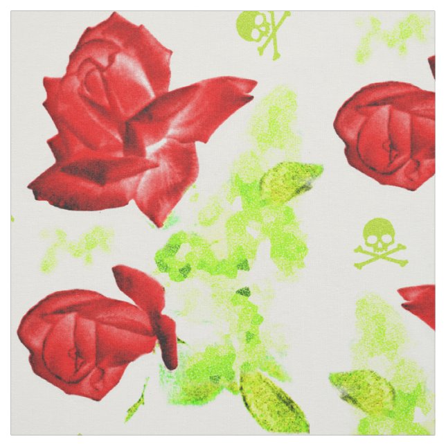 Rose Skulls Colourful Pattern Fabric (Swatch)