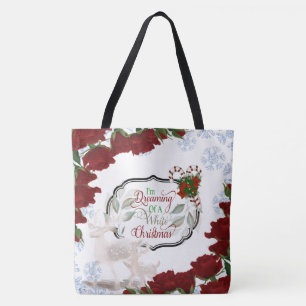Rose Snowflake Dreaming of a White ChristmasTote Tote Bag