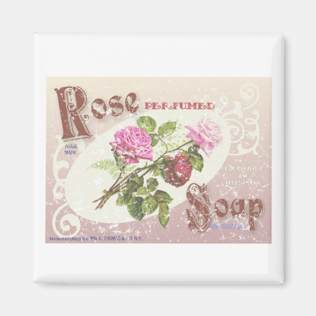 Rose Soap- distressed Magnet (Front)