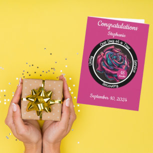 Rose Sobriety Chip   12-Step Recovery  Card