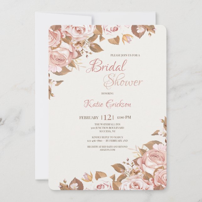 Rose Splendour Bridal Shower Invitation (Front)