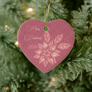 Rose Straw and Peach Gradient Poinsettia Ceramic Tree Decoration