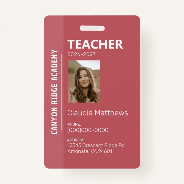 Rose Stripe Homeschool Educator ID Badge (Front)