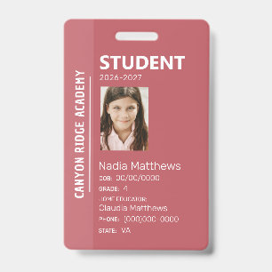 Rose Stripe Homeschool Student ID Badge
