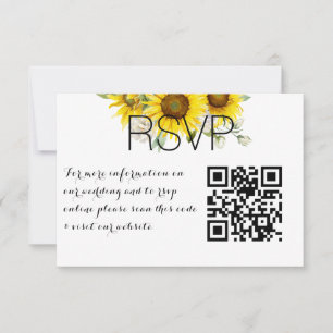 Rose sunflower QR photo wedding Response Card